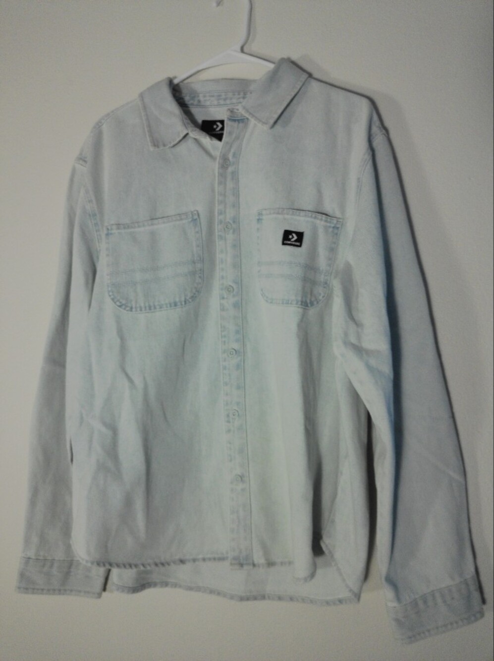 Converse Light Blue Denim Button-Down Shirt with Chest Pockets